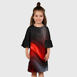 Платье клеш для девочки BLACK RED WAVES АБСТРАКЦИЯ, цвет: 3D-принт — фото 2