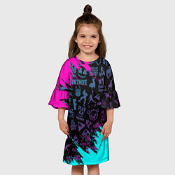 Платье клеш для девочки FORTNITE ФОРНТАЙТ, цвет: 3D-принт — фото 2