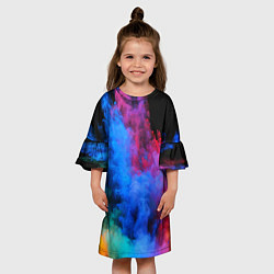 Платье клеш для девочки КРАСКИ, цвет: 3D-принт — фото 2