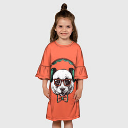Платье клеш для девочки Панда-меломан, цвет: 3D-принт — фото 2