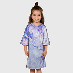 Платье клеш для девочки Разводы сиреневой краской, цвет: 3D-принт — фото 2