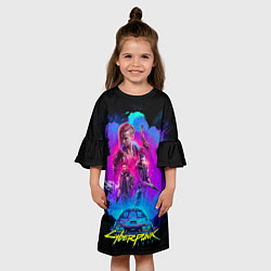 Платье клеш для девочки Cyberpunk 2077, цвет: 3D-принт — фото 2