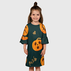 Платье клеш для девочки Осенние тыквы, цвет: 3D-принт — фото 2