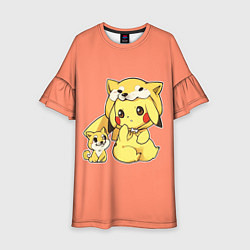 Платье клеш для девочки Pikachu Pika Pika, цвет: 3D-принт