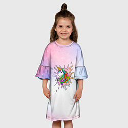 Платье клеш для девочки Единорог, цвет: 3D-принт — фото 2