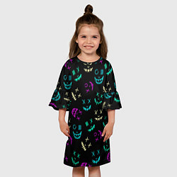 Платье клеш для девочки Marshmello Маски, цвет: 3D-принт — фото 2