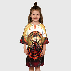 Платье клеш для девочки Куруми и часы, цвет: 3D-принт — фото 2
