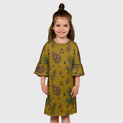 Платье клеш для девочки Сибирские шишки, цвет: 3D-принт — фото 2