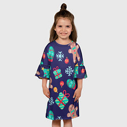 Платье клеш для девочки Новый Год, цвет: 3D-принт — фото 2