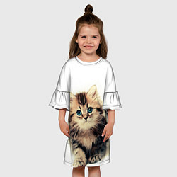 Платье клеш для девочки Катёнок, цвет: 3D-принт — фото 2