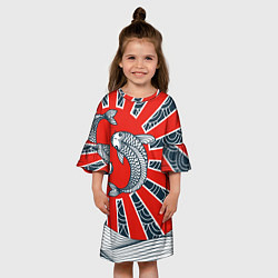 Платье клеш для девочки Карпы Кои, цвет: 3D-принт — фото 2