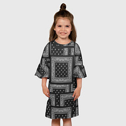 Платье клеш для девочки 3D Бандана v black, цвет: 3D-принт — фото 2