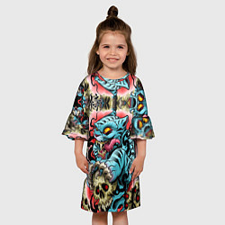 Платье клеш для девочки Самурай, цвет: 3D-принт — фото 2