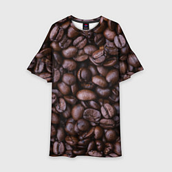 Платье клеш для девочки Кофейные зёрна, цвет: 3D-принт