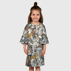 Платье клеш для девочки Желто-серый каменный узор, цвет: 3D-принт — фото 2