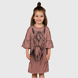 Платье клеш для девочки Конь, цвет: 3D-принт — фото 2