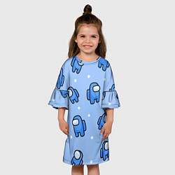 Платье клеш для девочки Among Us - Синий цвет, цвет: 3D-принт — фото 2