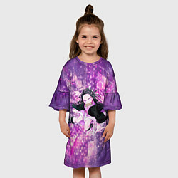 Платье клеш для девочки Незуко, Камадо, цвет: 3D-принт — фото 2