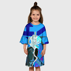 Платье клеш для девочки Человек Бензопила, цвет: 3D-принт — фото 2