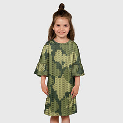 Платье клеш для девочки Вязаный принт милитари, цвет: 3D-принт — фото 2