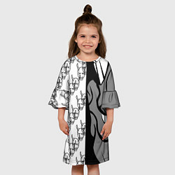 Платье клеш для девочки DEMON BLACKWHITE, цвет: 3D-принт — фото 2
