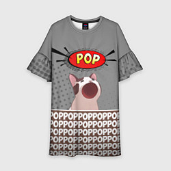 Платье клеш для девочки Wide-Mouthed Popping Cat, цвет: 3D-принт