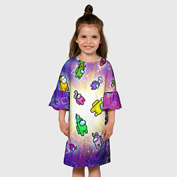 Платье клеш для девочки Among us - просто космос, цвет: 3D-принт — фото 2