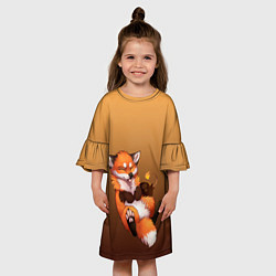 Платье клеш для девочки Взрывной характер милого лиса, цвет: 3D-принт — фото 2