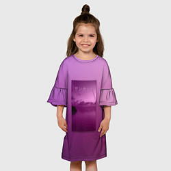 Платье клеш для девочки Аметистовый закат, цвет: 3D-принт — фото 2