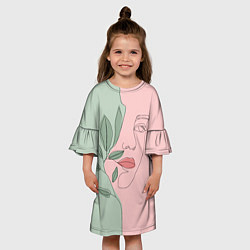 Платье клеш для девочки Девушка с листьями, цвет: 3D-принт — фото 2