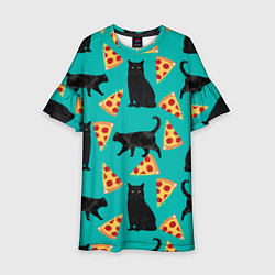 Платье клеш для девочки Котики и Пиццы, цвет: 3D-принт