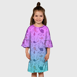Платье клеш для девочки Котики в полете, цвет: 3D-принт — фото 2