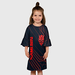 Платье клеш для девочки CYBERPUNK 2077 samurai, цвет: 3D-принт — фото 2