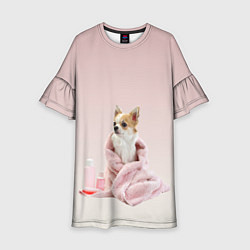 Платье клеш для девочки Собачка полотенце процедуры, цвет: 3D-принт