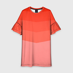 Платье клеш для девочки Персиковый Градиент, цвет: 3D-принт