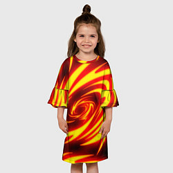 Платье клеш для девочки ОГНЕННЫЕ ВОЛНЫ FIRE STRIPES, цвет: 3D-принт — фото 2