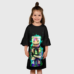 Платье клеш для девочки Зеленый мальчик, цвет: 3D-принт — фото 2