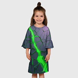 Платье клеш для девочки ЗЕЛЕНЫЙ РАЗЛОМ 3Д РАЗЛОМ, цвет: 3D-принт — фото 2