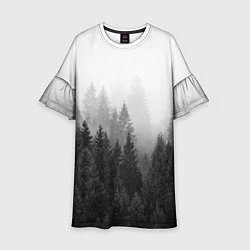 Платье клеш для девочки Туманный лес, цвет: 3D-принт