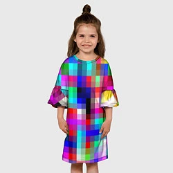Платье клеш для девочки РАЗНОЦВЕТНЫЕ ПИКСЕЛИ КУБЫ, цвет: 3D-принт — фото 2