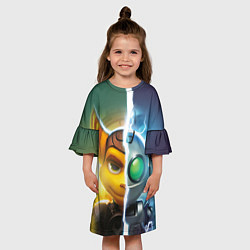 Платье клеш для девочки Рэтчет и Кланr, цвет: 3D-принт — фото 2