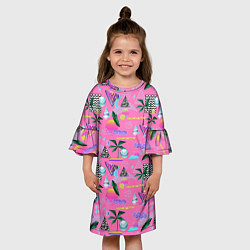 Платье клеш для девочки Vaporwave art, цвет: 3D-принт — фото 2