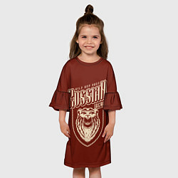 Платье клеш для девочки Русский медведь в очках, цвет: 3D-принт — фото 2