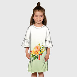 Платье клеш для девочки Букет рисунок, цвет: 3D-принт — фото 2