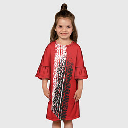 Платье клеш для девочки Протектор шин, цвет: 3D-принт — фото 2