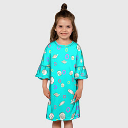 Платье клеш для девочки Морские моллюски, цвет: 3D-принт — фото 2