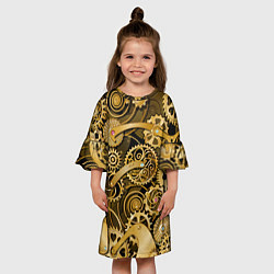Платье клеш для девочки Стимпанк механизмы шестеренки, цвет: 3D-принт — фото 2