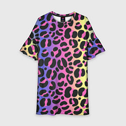 Платье клеш для девочки Neon Leopard Pattern, цвет: 3D-принт