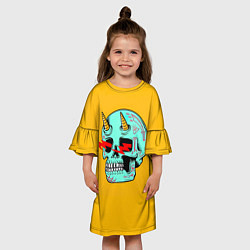 Платье клеш для девочки Черепок, цвет: 3D-принт — фото 2