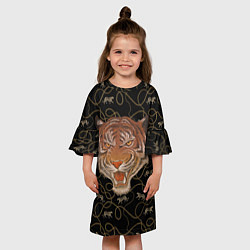 Платье клеш для девочки Морда тигра, цвет: 3D-принт — фото 2